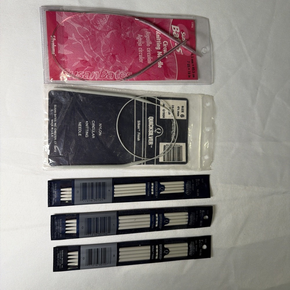 Susan Bates Quicksilver & Silvalume Circular & Straight Knitting Needles Lot